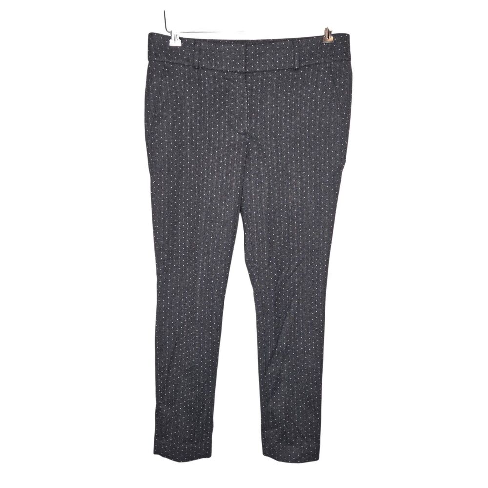 LOFT Marisa Skinny Pants Charcoal Grey Pin Dot Stretch Ankle Trousers Size 6